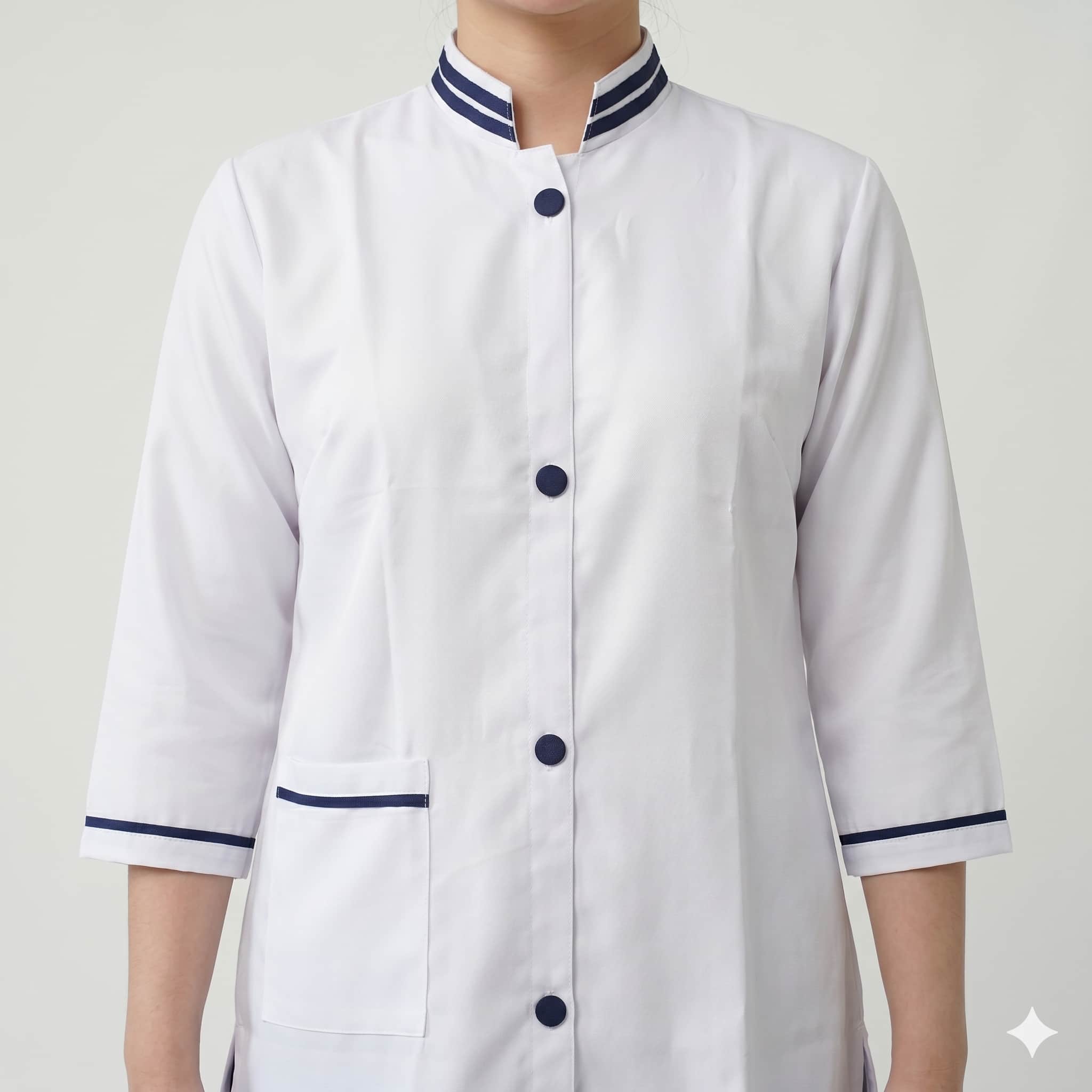 Navy Elegance Maid Uniform - White and Navy