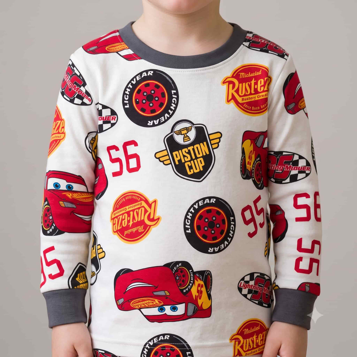 Mcqueen Boys Full Sleeves Pajama Set – White