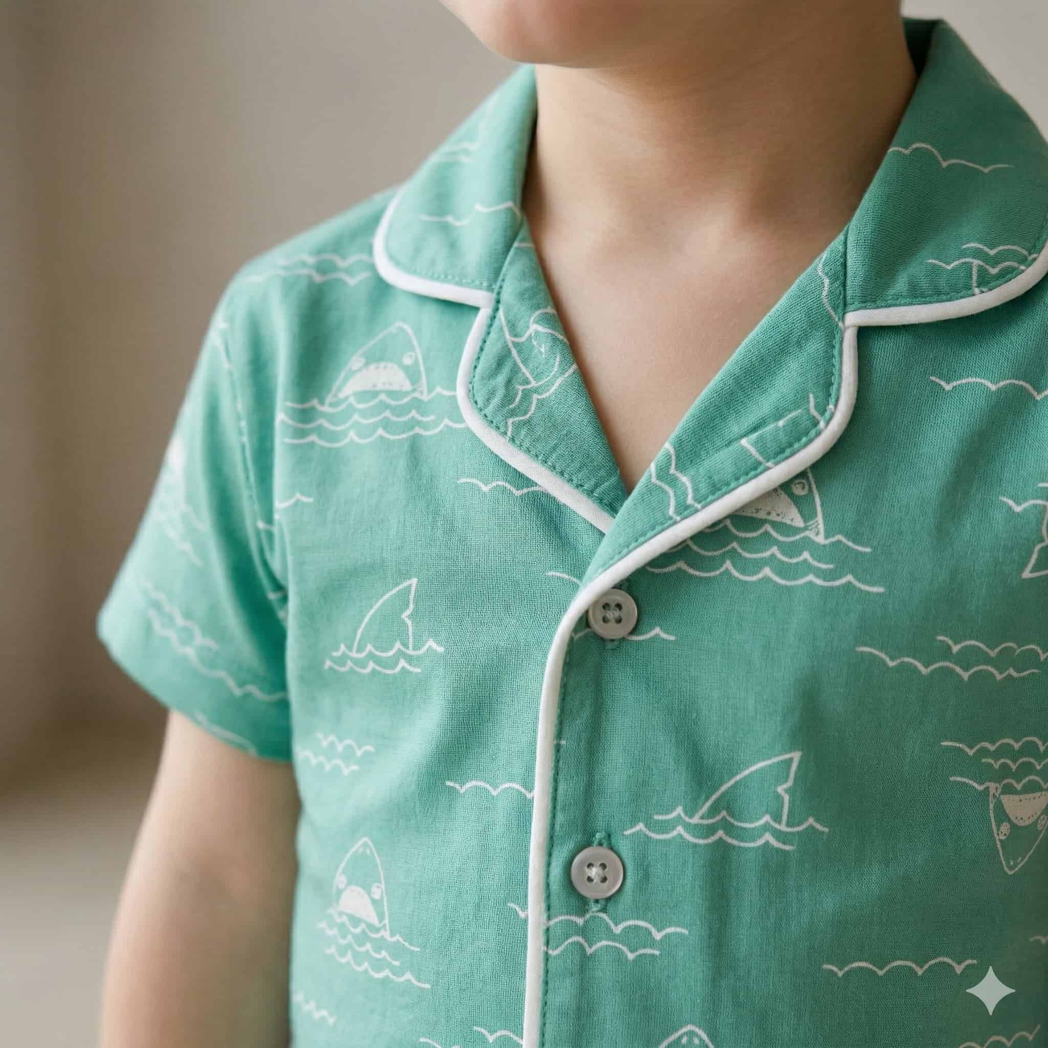 Boat Boys Button Pajama Set - Green