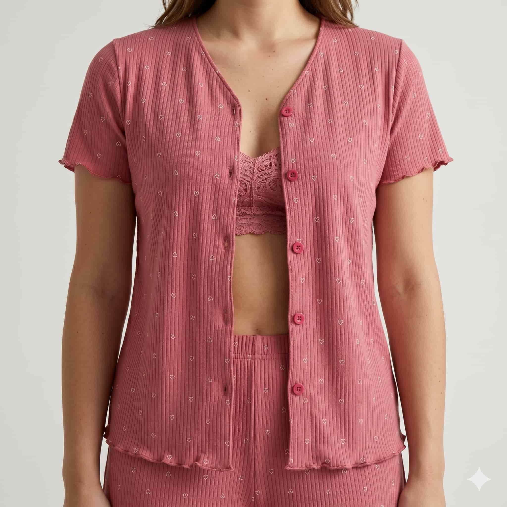 Rosy Comfort Women Half Sleeves Pajama Set - Pink