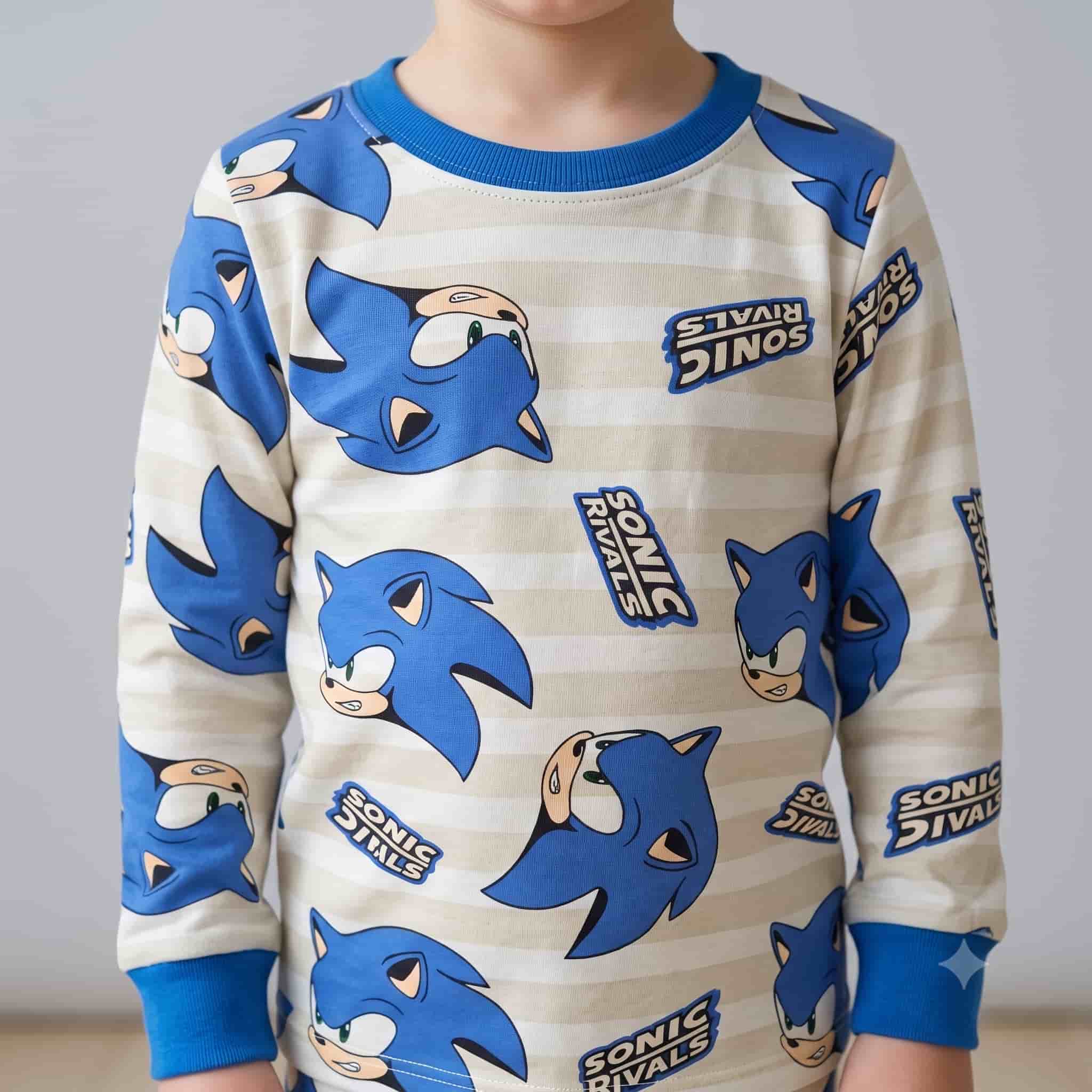 Sonic Speed Boys Full Sleeves Pajama Set - White