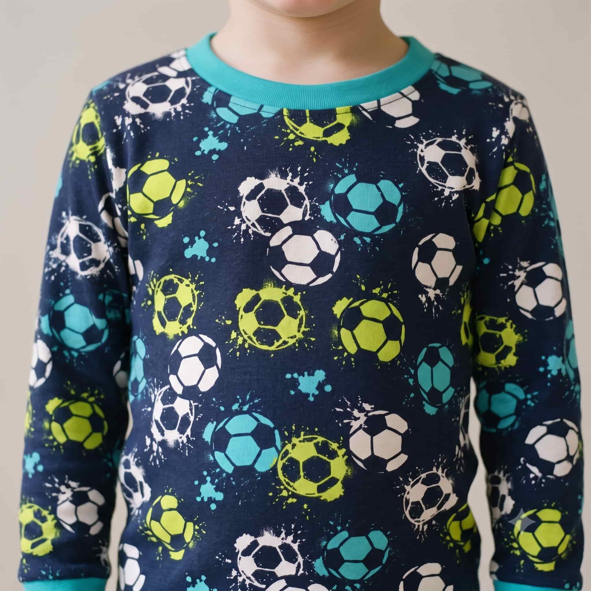Goal Splash Boys Full Sleeves Pajama Set - Turquoise