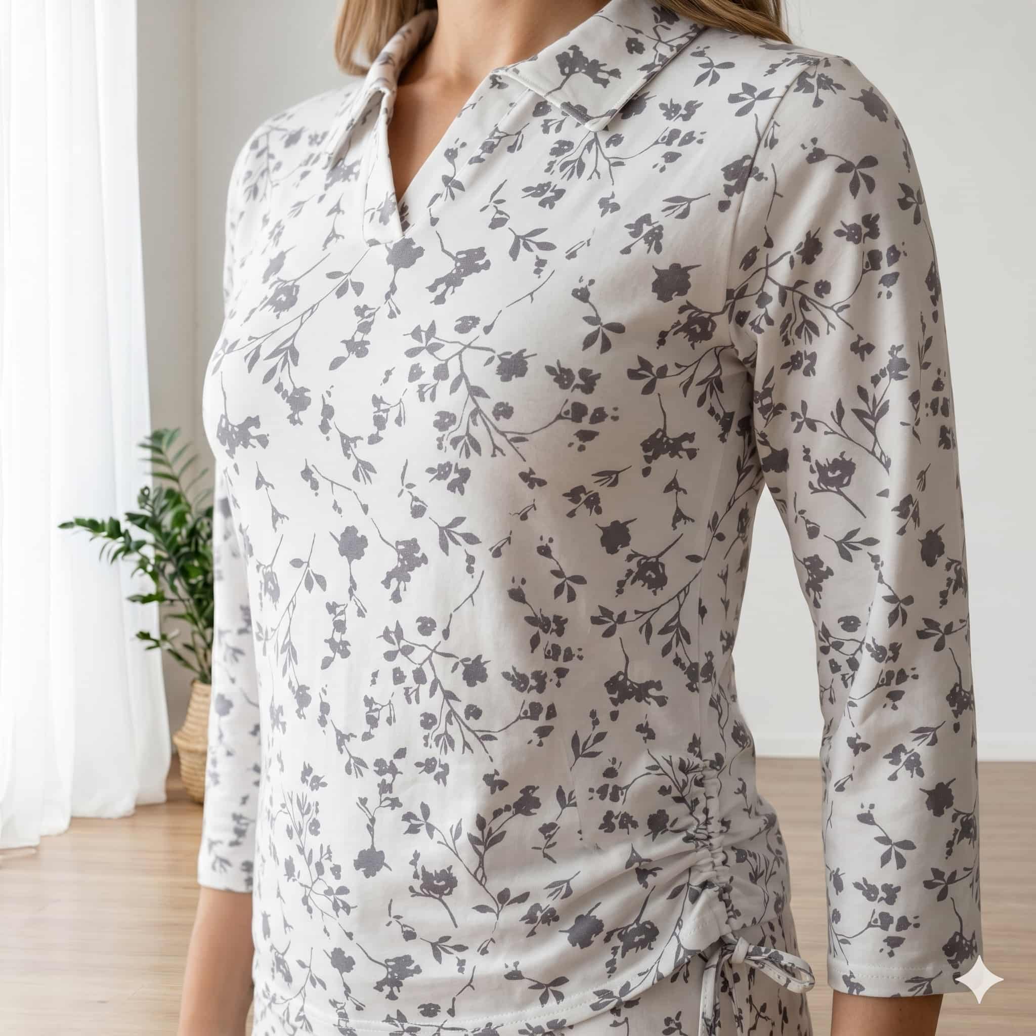 Slate Blossom Women Full Sleeves Pajama Set - Grey