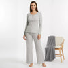 Blue Tulips Flower Women Pajama Set- Grey