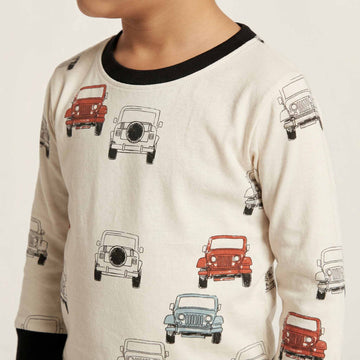 Jeep Boys Full Sleeves Pajama Set - White