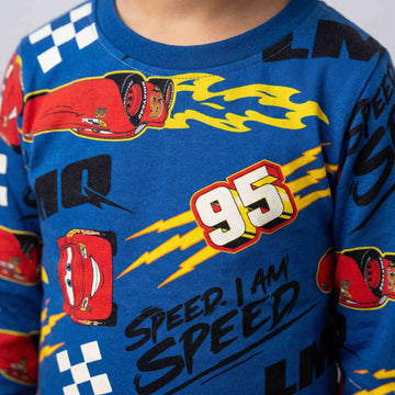 Lightning Mc Queen Bos Full Sleeves Pajama Set - Blue