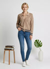 Collar Checks Women Sweater- Light Brown