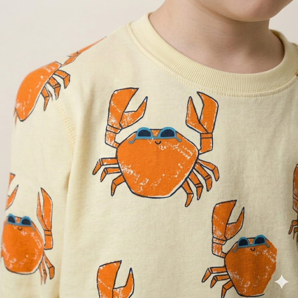 Paint Crab Boy Pajama Set- Yellow
