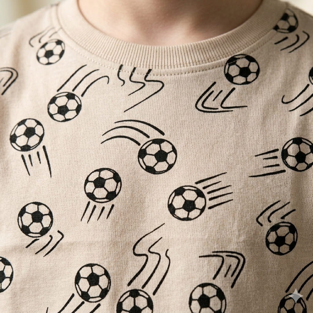 Waving Ball Boy Pajama Set-Beige