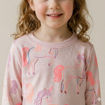 Neon Unicorn Girl Pajama Set- Pink