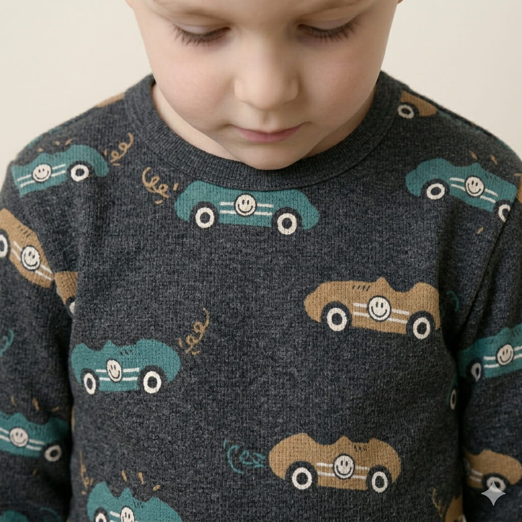 Doodle Car Boy Full Sleeves Pajama Set- Black.