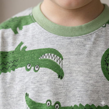 Cute Crocodiles Boy Pajama Set-Grey