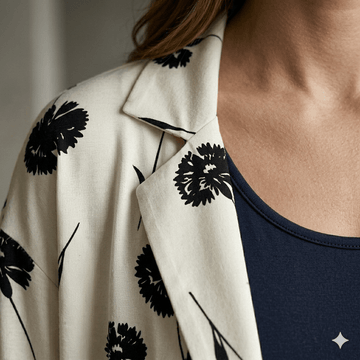 Dandelion Flower Women 3pc Pajama Set - Black