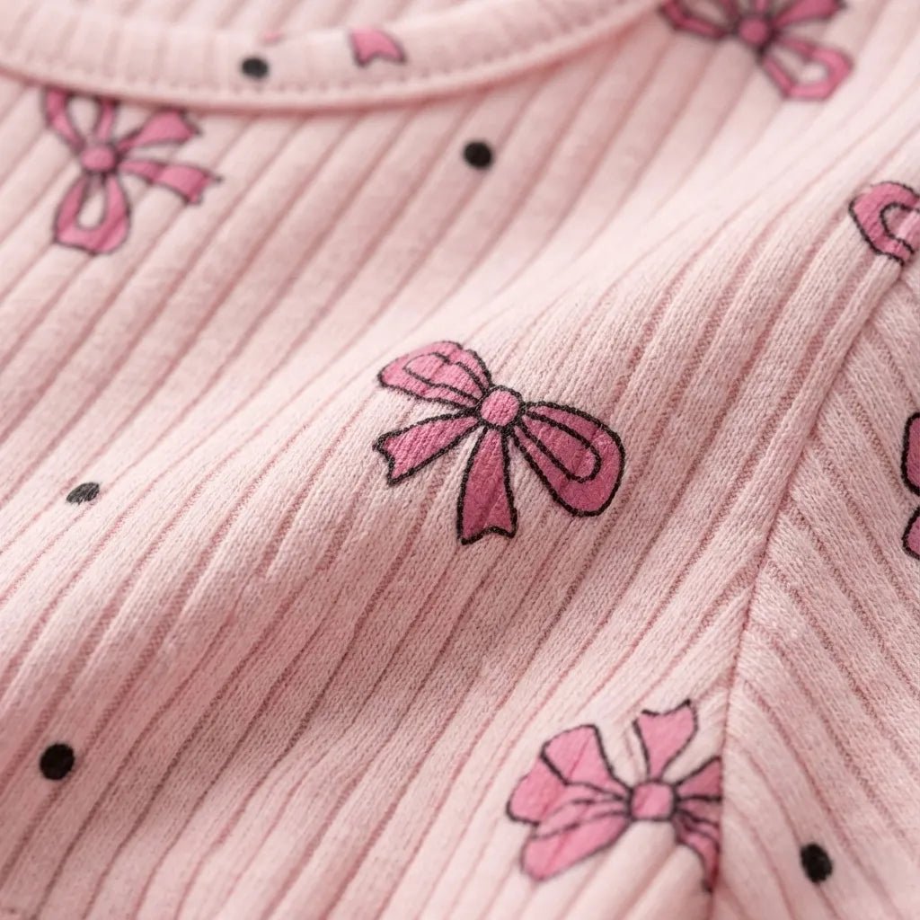 Pink Bow Girl Pajama Set- Pink