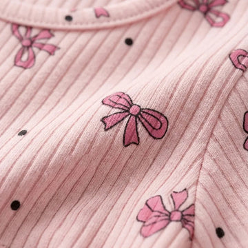 Pink Bow Girl Pajama Set- Pink