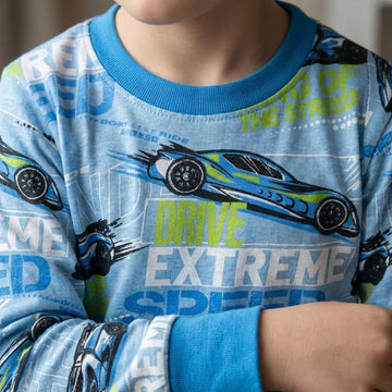 Racing Car Boy Pajama Set-Blue