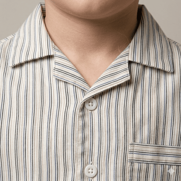 Lining Stipe Boy Button Pajama Set- Black