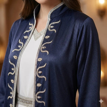The Crystal Silk Women Daraa- Satin Blue
