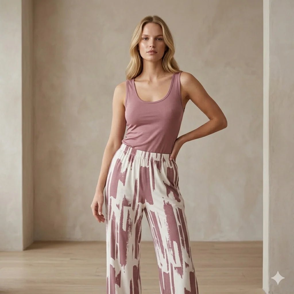 The Modern Brushstroke 3pc Women Pajamas- Pink