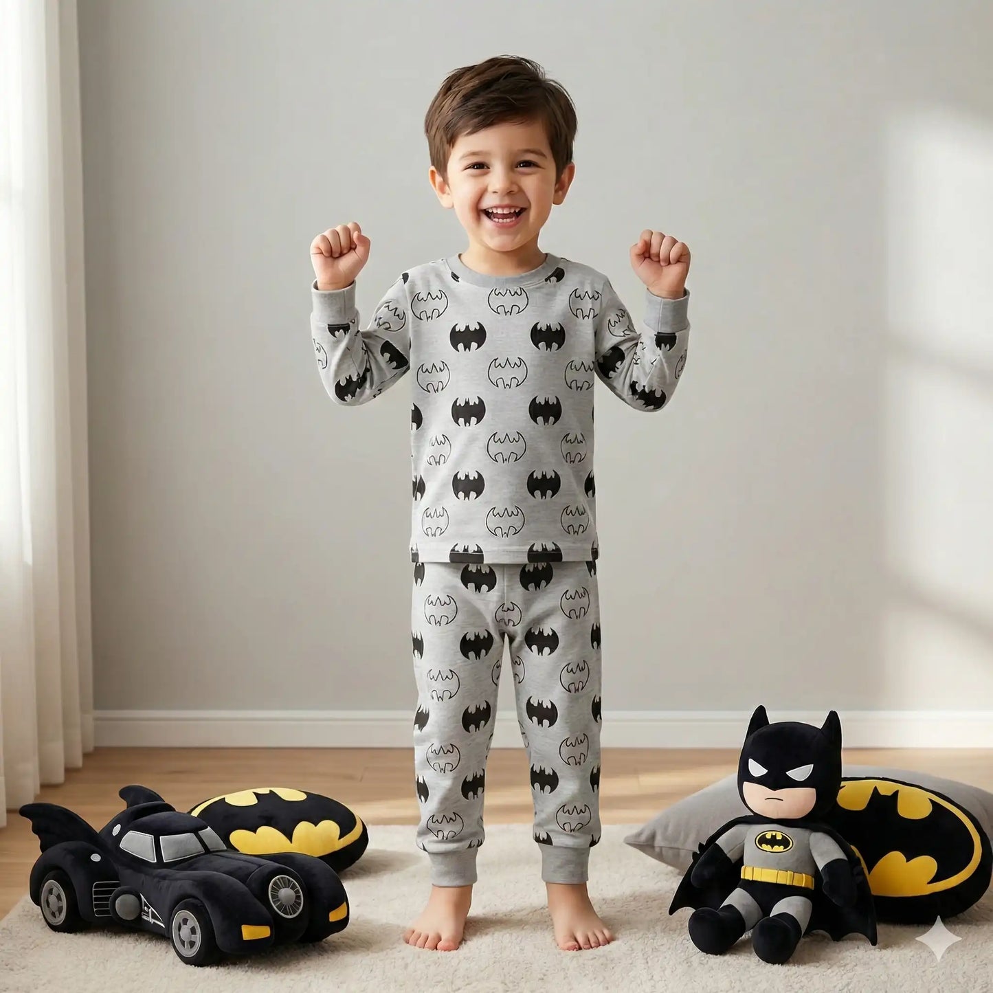 Batman Boy Pajama Set-Grey
