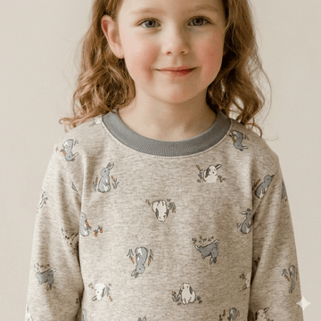 Cute Bunny Girl Pajama Set- Husky Grey