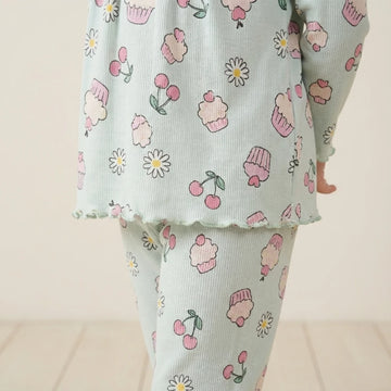 Cup Cake Girl Pajama Set- Blue