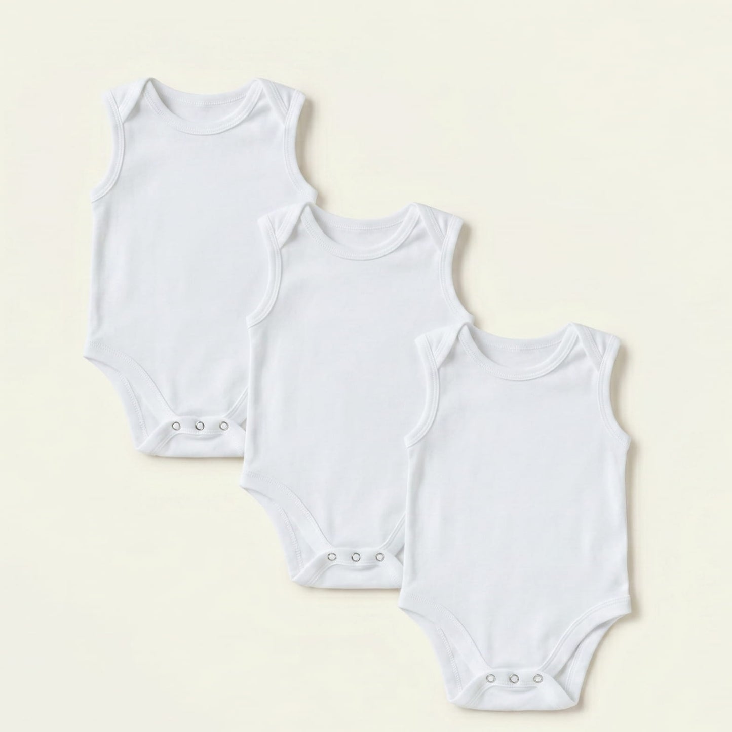 Plain 3pcs Baby Onesie- White