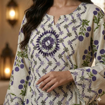 Lavender Floral Women Daraa- Lavender