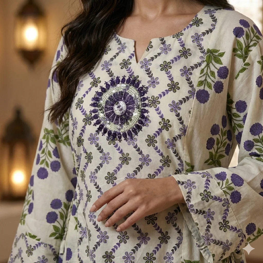 Lavender Floral Women Daraa- Lavender