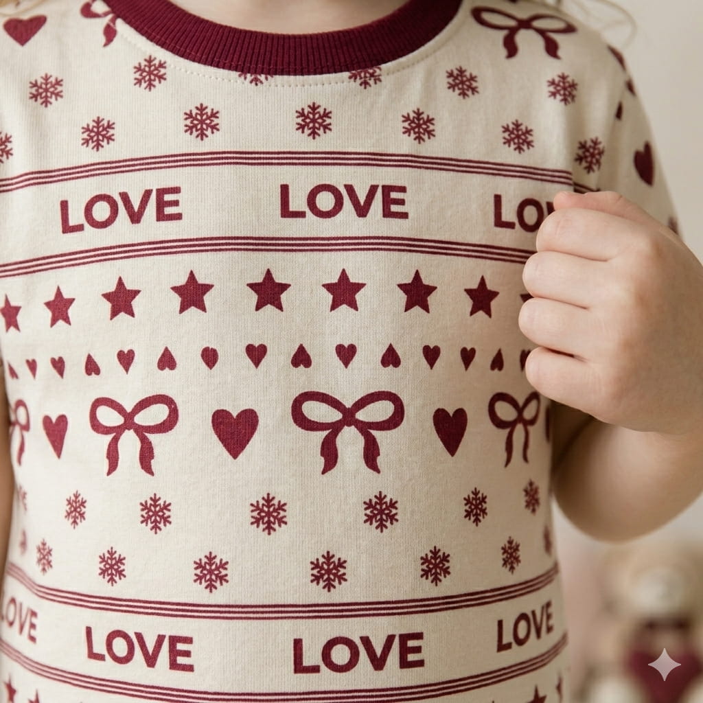 Red Love Girl Half Sleeves Pajama Set-Blood Red