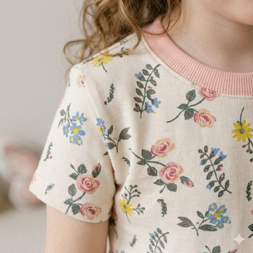 Blossom Garden Girl Pajama Set- Crème