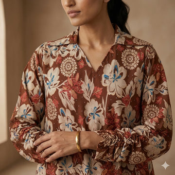 Autumnal Flora Women Daraa- Deep Copper