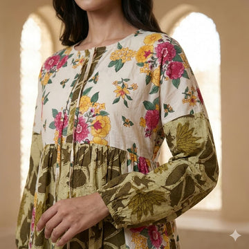 Olive Garden Floral Women Daraa- Olive Green