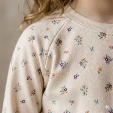 Small Bouquets Girl Pajama Set- Peach