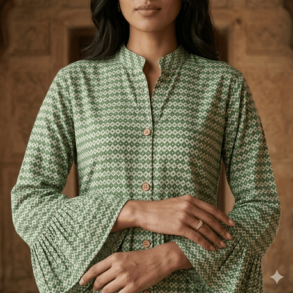 Jade Lattice Tiered Women Daraa- Green