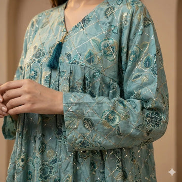 Teal Shimmer Women Daraa- Blue