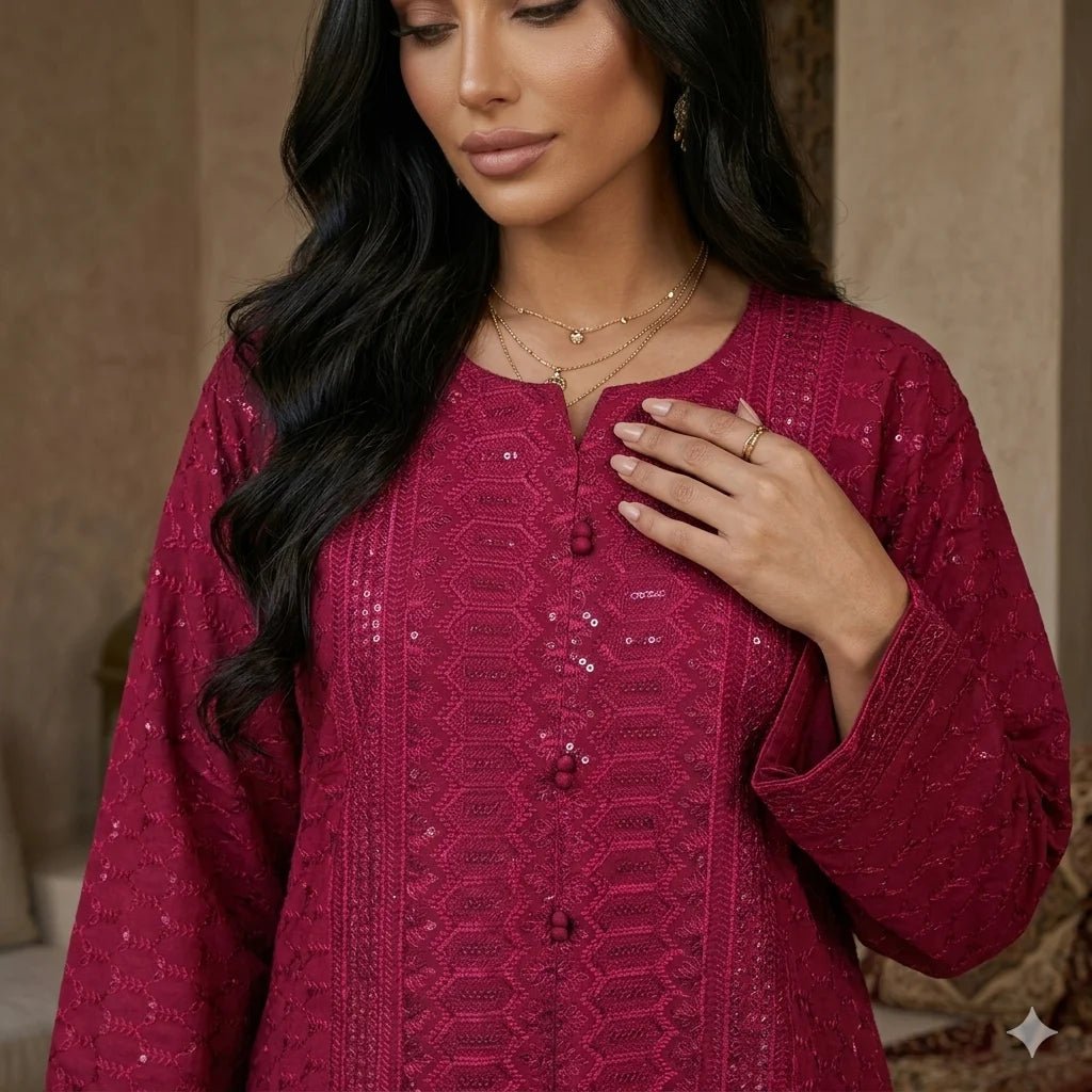 Sahara Pearl Women Daraa- Deep Red