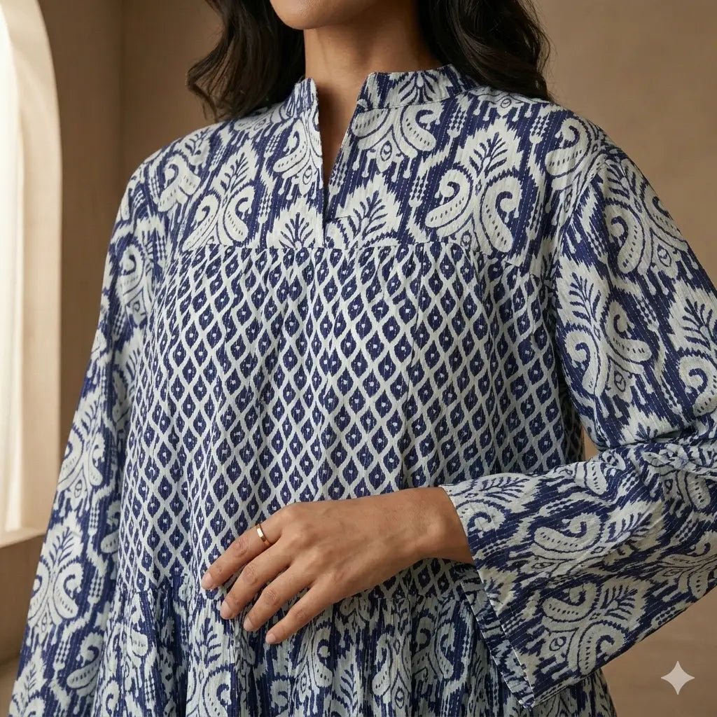 Sapphire Bloom Tiered Women Daraa- Blue