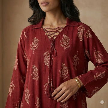Crimson Petals Women Daraa- Dark Red