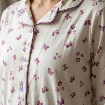 Cute Butterfly Women Pajama Set- Purple