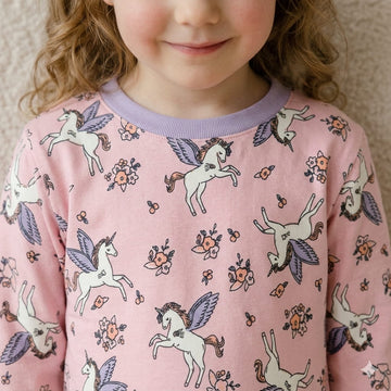 Unicorn Garden Girl Pajama Set- Pink