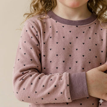 Mini Heart Girl Pajama Set- Brown