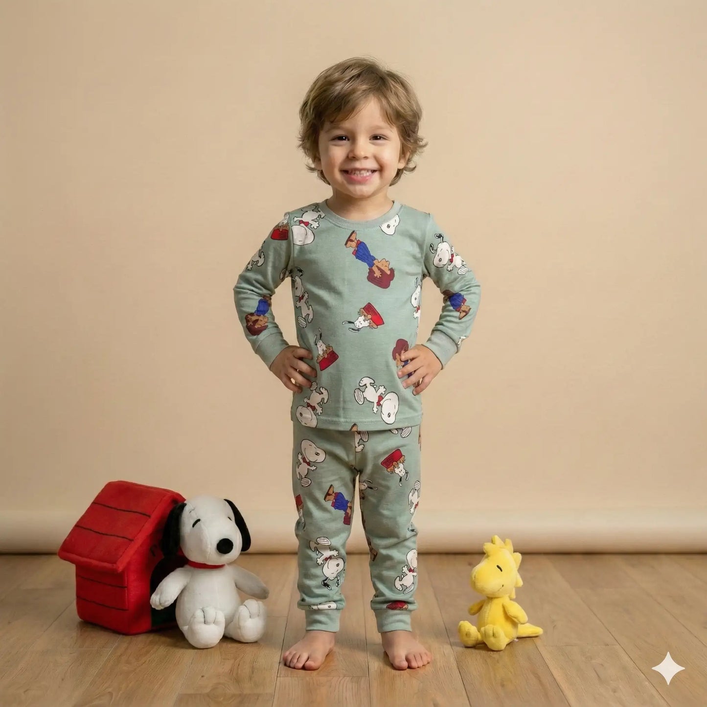 Snoopy Man Boy Pajama Set-Green