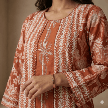 Rust Orange Linear Women Daraa- Orange