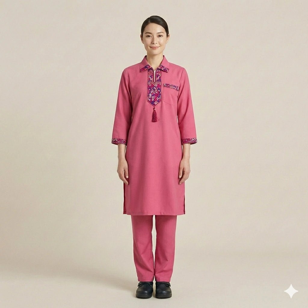 Khaddama Uniform Big Size- Dark Pink