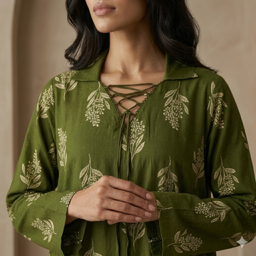 Crimson Petals Women Daraa- Forest Green