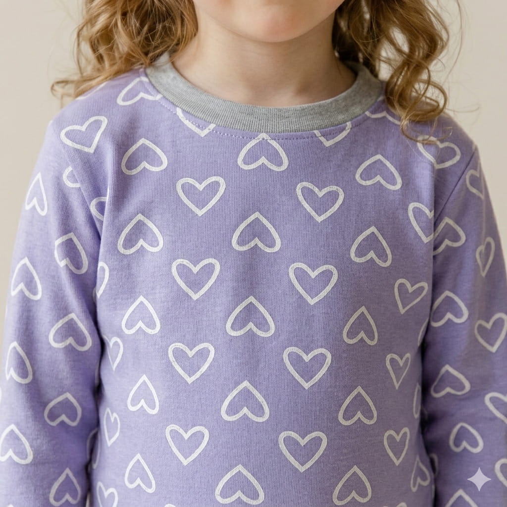 Big Heart Girl Pajama Set- Purple