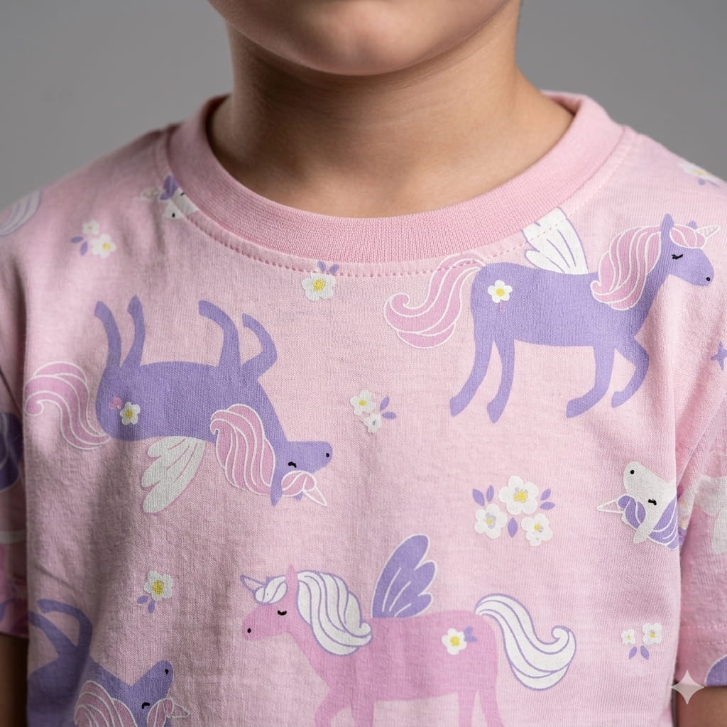 Unicorns Girl Half Sleeves Pajama Set-Pink