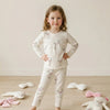 Heart Bow Girl Pajama Set- Off White