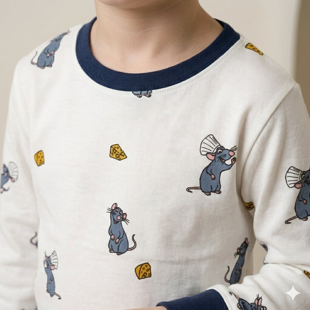 Ratatouille Chef Cheese Boy Pajama Set- White